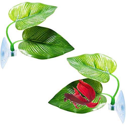 Lot de 2 hamacs pour lit Betta Poisson YUTOU Plante artificielle Betta Aquarium Décoration avec ventouse Simule l'habitat naturel