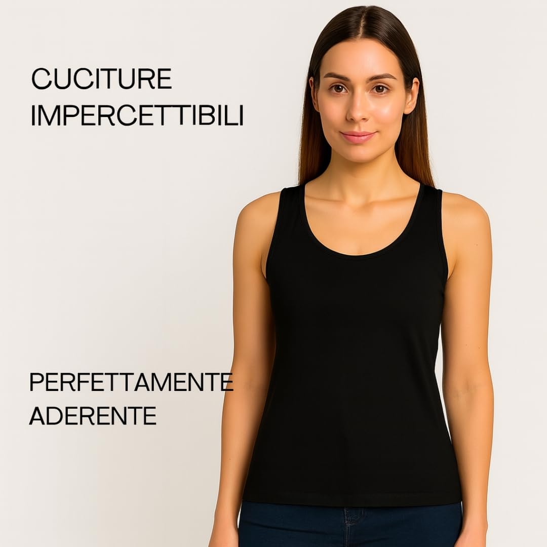 Liabel - Set 2 Maglie Termiche da Donna, Cotone Puro 100%, Mezze Corte o Spalla Larga, Bordo Raso, Trattamento Termico, Felpatura Soffice Bianche e Nere