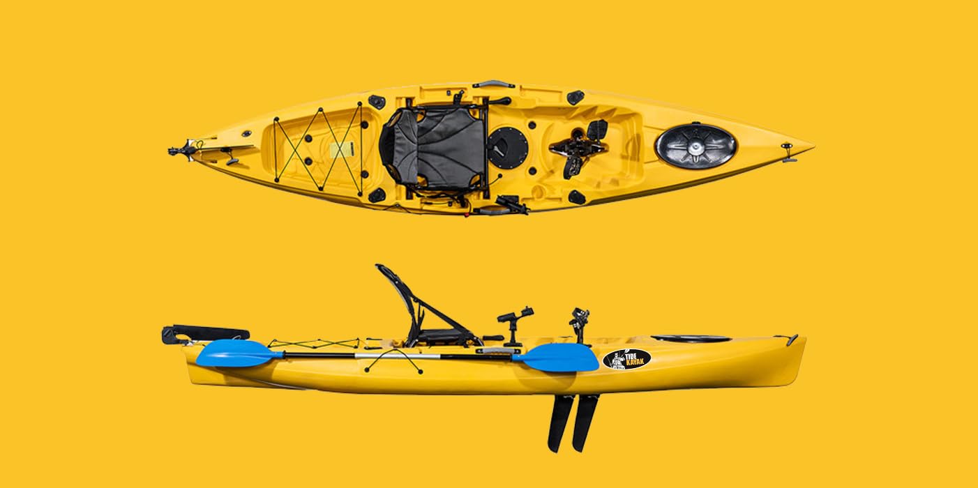 Tide Kayak Predator Step 12' Con Sistema Di Propulsione a Pinne, Dimensioni 3680x800x370