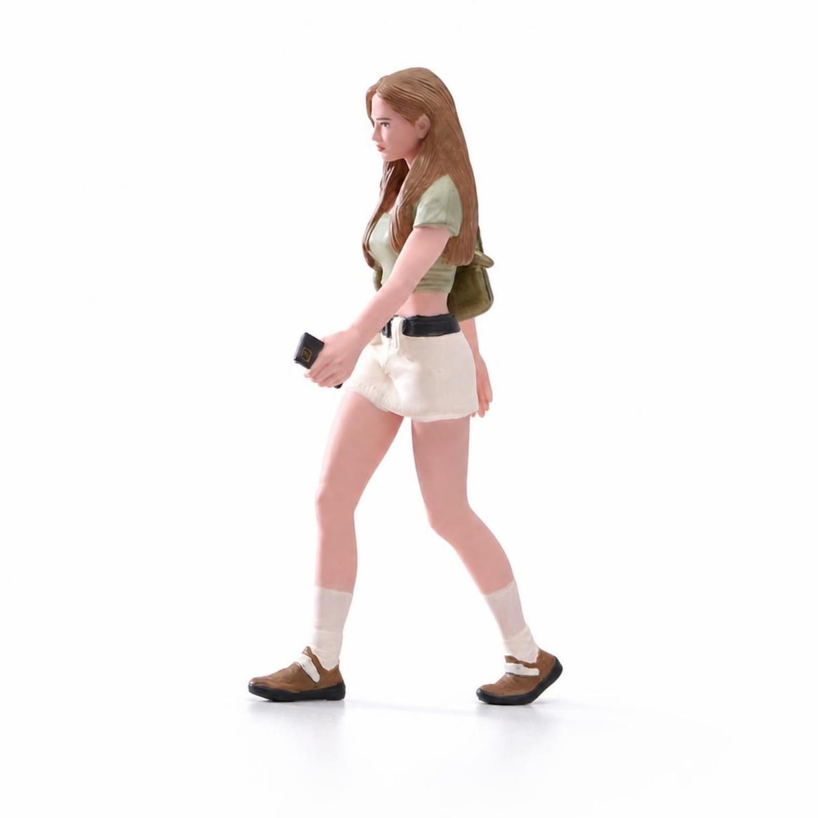 Modellfigur Handbemalt Sammlerfigur Detailliert Miniaturmensch für Modellbauer, Diorama, Blumentopf, Aquarium, 1/18, 散步女生