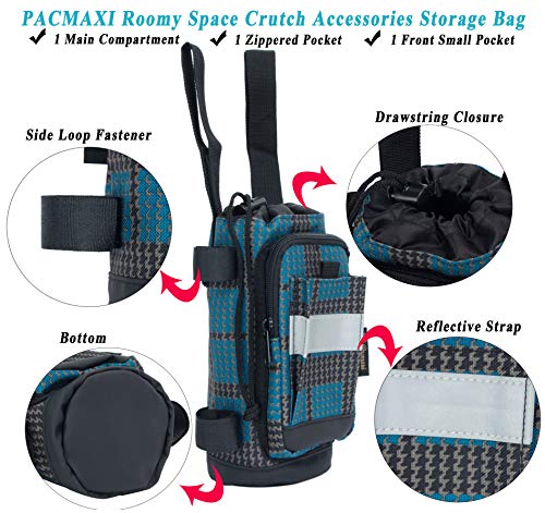 PACMAXI Crutch Bag Universal Crutch Accessories Bag Lightweight Crutch Pouch with Reflective Strap and Front Zippered Pocket for Crutch Carryon Pouch to Save Items (Swallow Bird) - Thumbnail 4