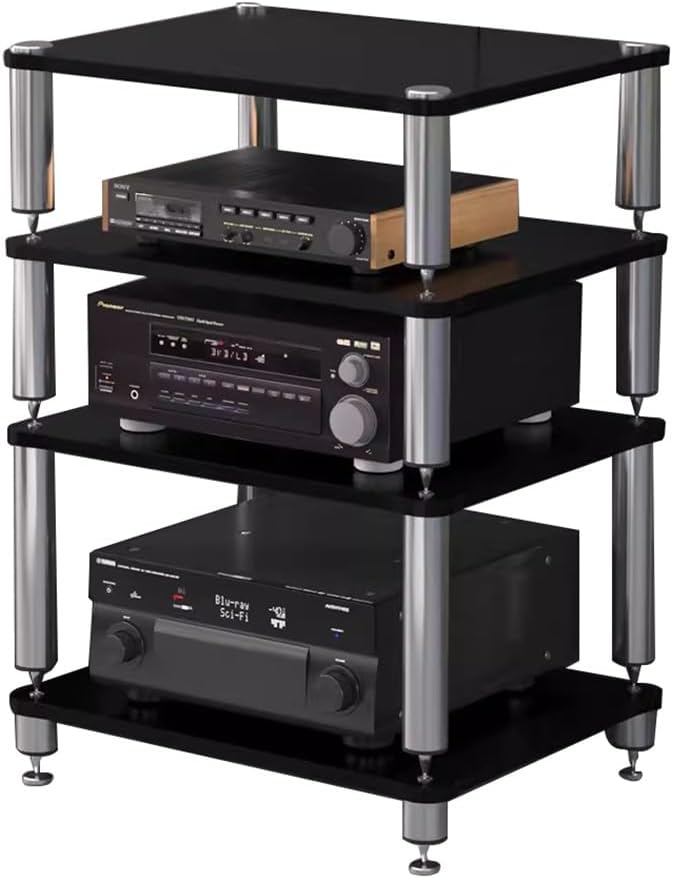 Amazon.com: Audio Stand 4-Tier Shelf Video Component Cabinet, Audio ...