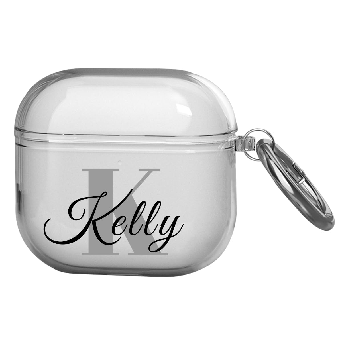 Design Name Initials Case for AirPods 4 2024, Customized Personalized Text Cover for Air Pod 4th Gen, Clear Black Soft TPU Cover Skin Wireless