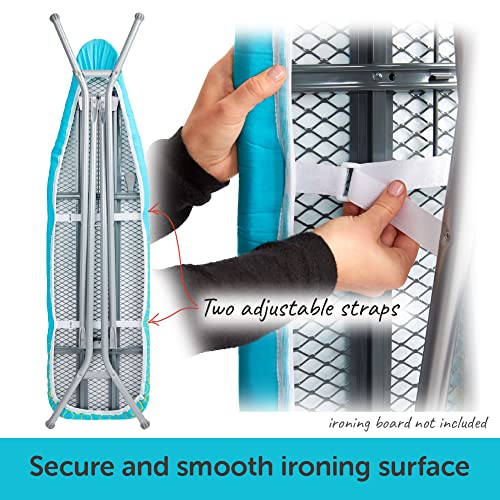 Image of oliso Ironing Board Cover and Pad - 100% Cotton - Standard 15 x 54 | Turquoise, 5mm Thick Felt, Scorch Resistant, Wide Elastic Edge, Adjustable Straps, Heat Reflective