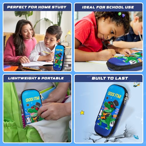 Image of Zest 4 Toyz Pencil Case for Kids Large Capacity Crockstar Design Pencil Pouch for Boys and Girls Age 3 +