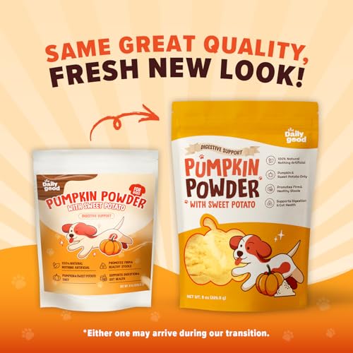 Image of Pumpkin Powder for Dogs - High Fiber Digestive Support with Pumpkin & Sweet Potato - Relieves Diarrhea, Constipation, Upset Stomach - Food Topper or Mix with Water - 8 oz