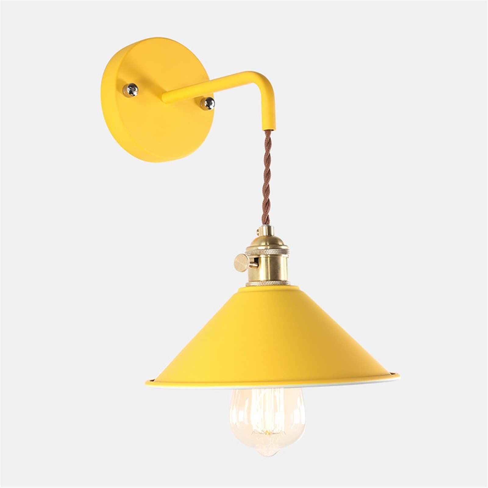 FZQSXAZU Modern Macaron Wall Lamp E27 Edison Socket Copper Finish On/Off Switch Stylish Hanging Light Fixture Frosted Paint Body Perfect for Home Decor and Ambient Lighting