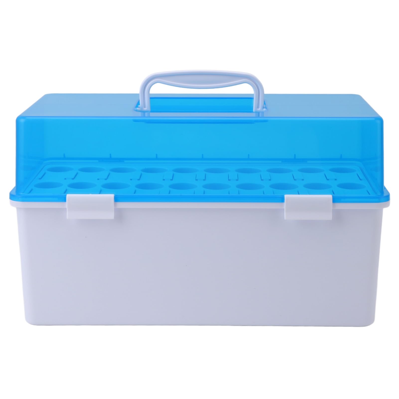 Caja de almacenamiento de tubos de ensayo con asa portátil, tapa a prueba de polvo, capacidad para 20 soportes para tubos de ensayo, para laboratorios de investigación científica,