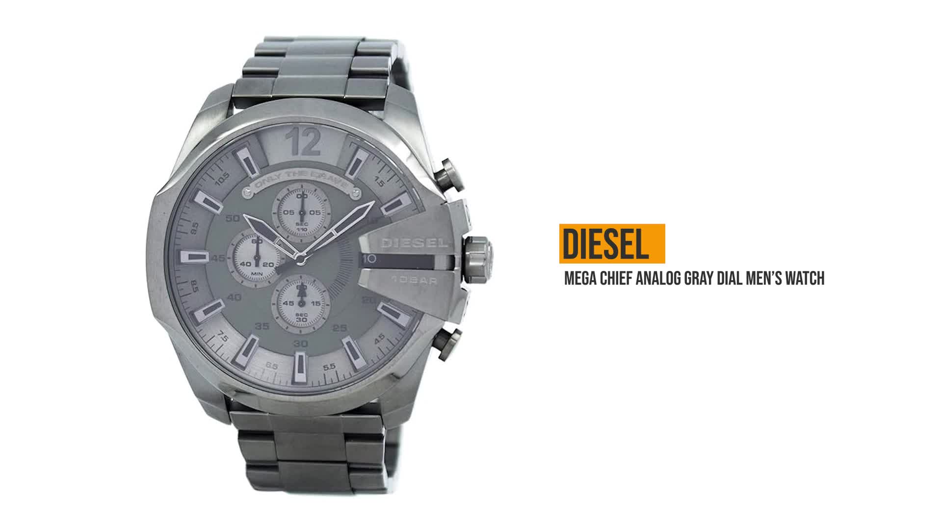 Diesel Stainless Steel Mega Chief Analog Gray Dial Men Watch