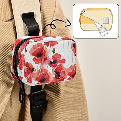 Image of Naanle Watercolor Poppy Flowers Pill Box 7 Day Pill Case Travel Pill Organizer Bag with Zipper Portable Weekly Case Compact Size for Vitamin Supplement Holder