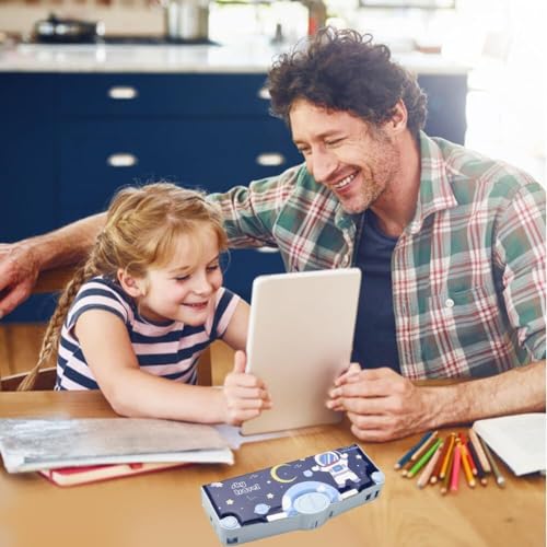 Image of Multifunctional Cute School Pencil Box for Boy, Space Compass Box for Boys, Pencil Boxe for Kids with Inbuilt Scissor, Ruler, Eraser and Sharpener, Magnetic Pencil Box, Best Gifts