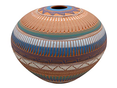 Native American Indian Navajo Pottery Home Decor Hand Painted Michael Charlie Multicolor Handmade Southwest #TOP2