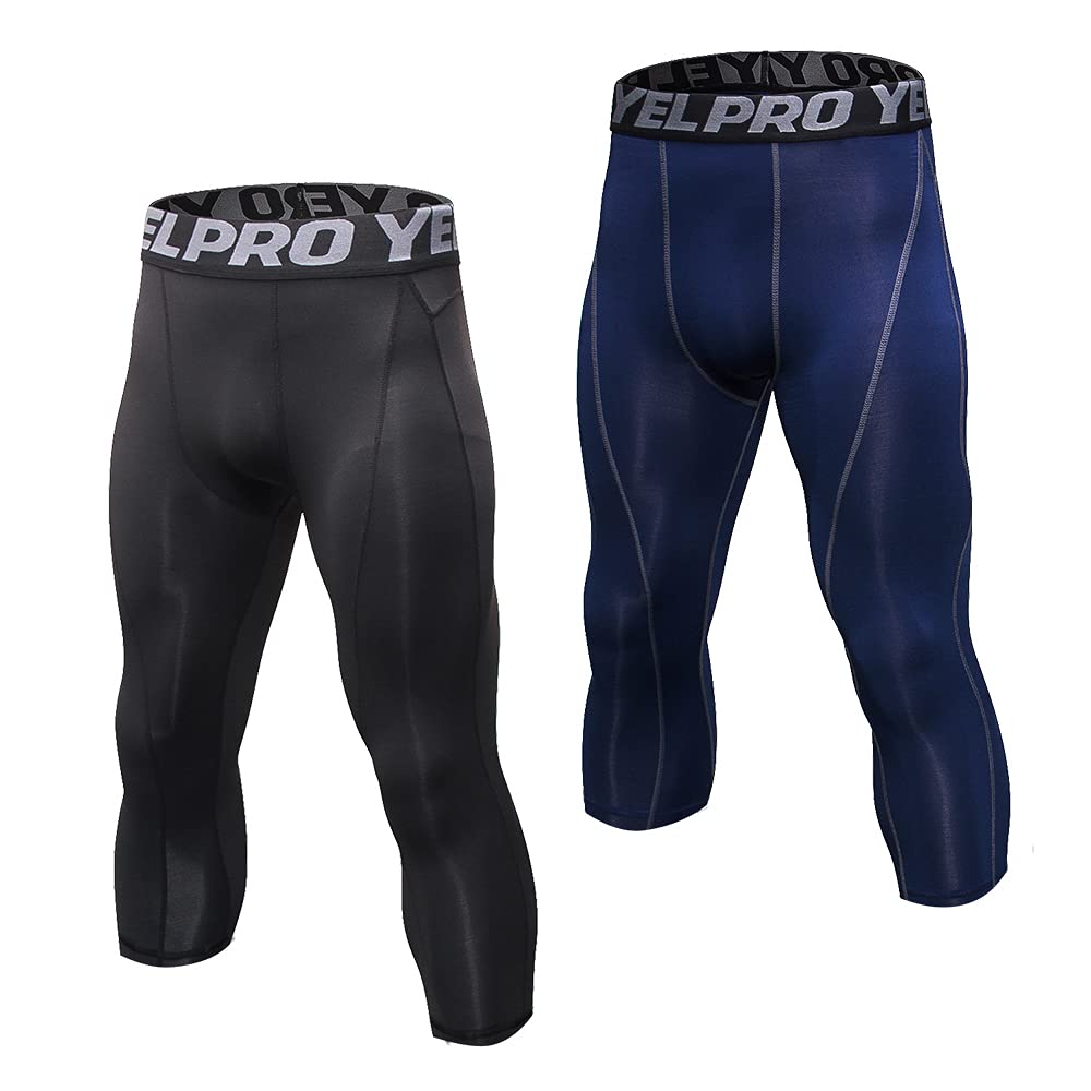 belity Men’s Leggings Fitness Pants 2 Pairs Pack Quick Dry Workout Sports Tight Trousers Base Layer Basketball Training-picture-14