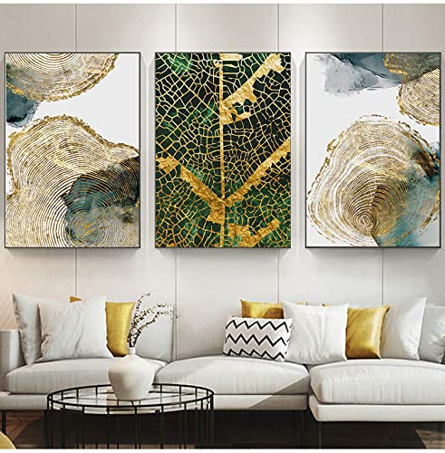 Peinture Moderne Salon Nordique pour Créer une Ambiance Cosy | Triptyque Feuille et Tronc 35x45cm