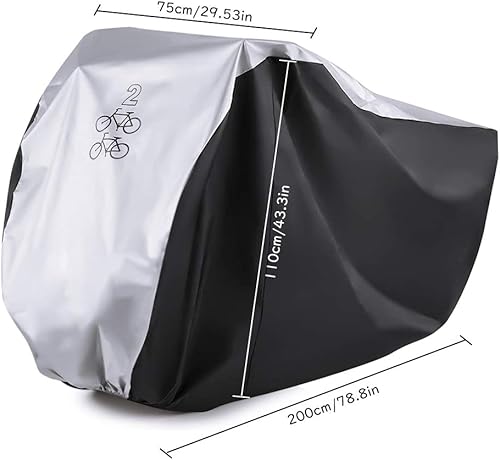 Miniatura 2 de Maveek Funda de bicicleta para 2 bicicletas, impermeable, para ciclismo de cross, al aire libre, lluvia, polvo, nieve, agua, viento, protección UV,
