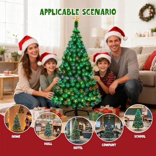UISEBRT Albero di Natale Artificiale Illuminato 210cm - Albero di Natale con fibra ottica a LED che cambia colore (210cm, Fibra ottica colorata) - 7