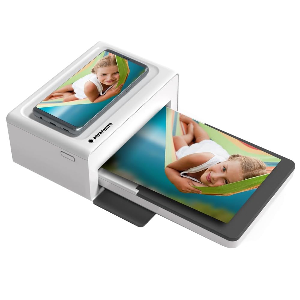 AGFAPHOTO Realipix Moments AMO46 - Impresora fotográfica 10x15 cm Desde Smartphone, Bluetooth para Smartphones Apple y Android, sublimación térmica 4Pass - Blanco