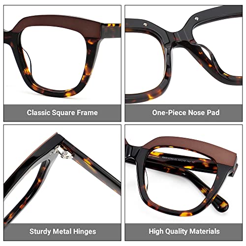 Image of Zeelool Oversize Square Blue Light Blocking Glasses for Women men Milledge ZWA814760-02 Tortoise