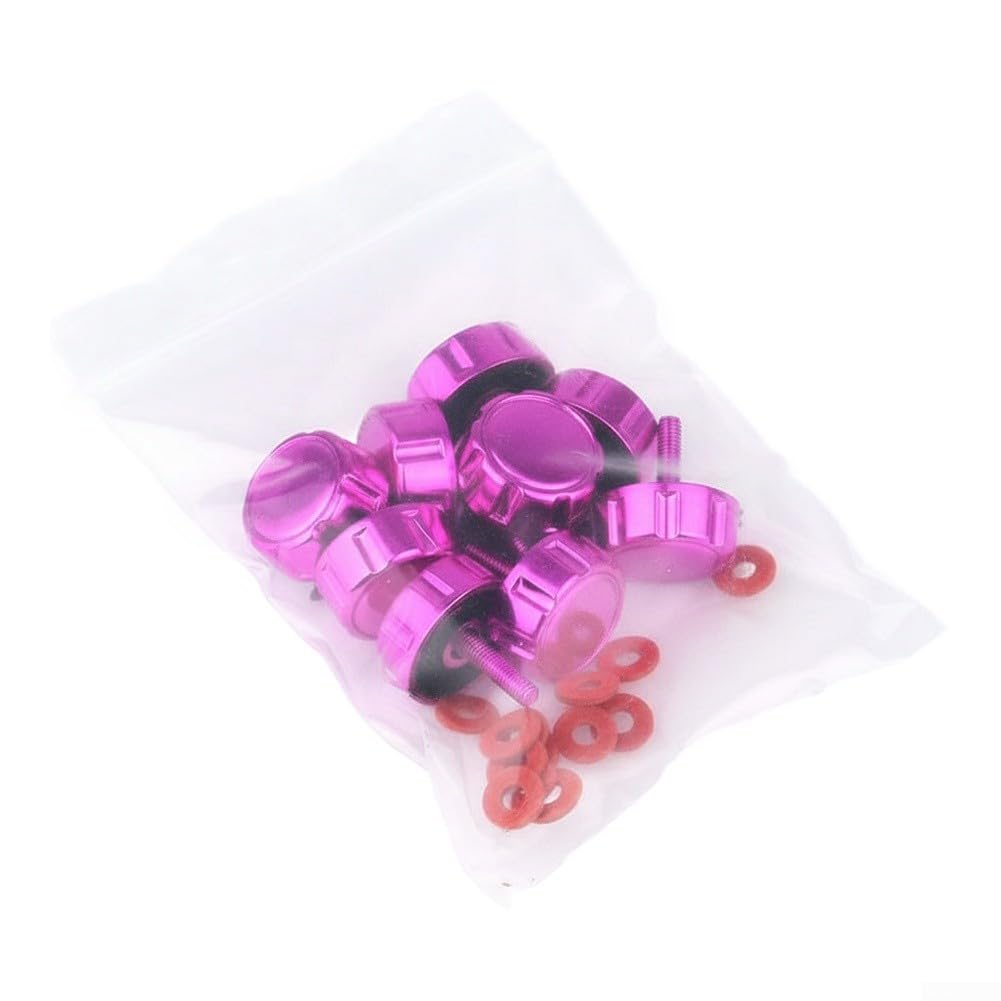 Fishing Reel Handle Cover and Gasket Set, Rocker Arm Fixed Nut Screw Accessories for Reels 1000 to 7000 Series, Electroplating UV Injection Molding Material, 10pcs Multi-Color Pack(purple)