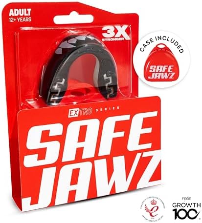 SAFEJAWZ Mouthguard Strapless Slim Fit, Adults and Junior with Case for Boxing, Basketball, Football, MMA, Martial Arts, Hockey and All Contact Sports (Adult (12+ Years), Black Fangz) — view 5