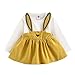 Produktbild ODJOY-FAN 0-3 Jahre Alt Herbst Baby Prinzessinenkleid Kinder Mädchen Langarm Kleider Süß Hase Minikleid Bandage Passen Baumwollekleid O-Ausschnitt A-Linie Röck (Gelb,70)