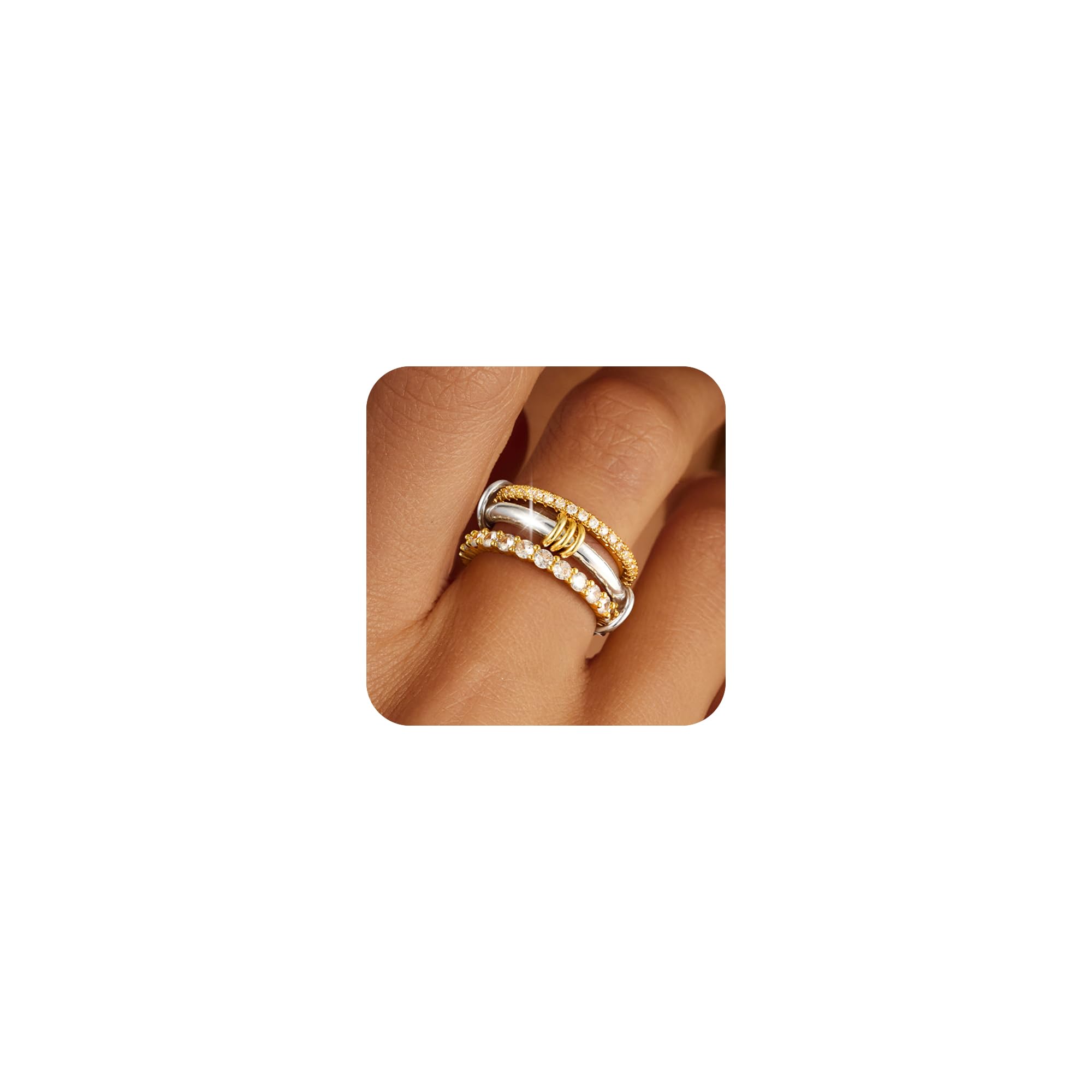 Poaiiu Stackable Rings for Women Non Tarnish Dainty 14K Gold Plated Stacking Cubic Zirconia Thumb Rings Set Trendy Bands Rings Statement Promise