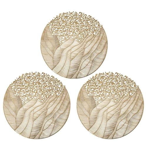 Salvamanteles – 39,9 x 39,9 cm lavable a flores posavasos redondos 3 piezas | Manteles individuales decorativos para el hogar – Para interior exterior hotel restaurante lugar de trabajo bodas