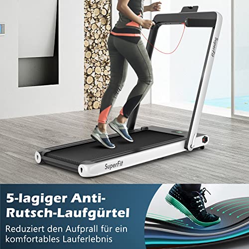 GOPLUS 2-in-1 inklapbare loopband met afstandsbediening, elektrische loopband met app-bediening, bluetooth, mobiele telefoonhouder, snelheid 1-12 km/u instelbaar, tot 120 kg - Afbeelding 5
