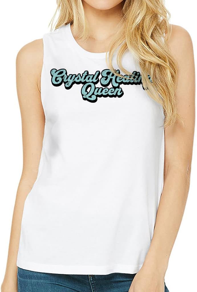Healing Crystal Women's Muscle Tank - Queen Tank Top - Unique Workout Tank