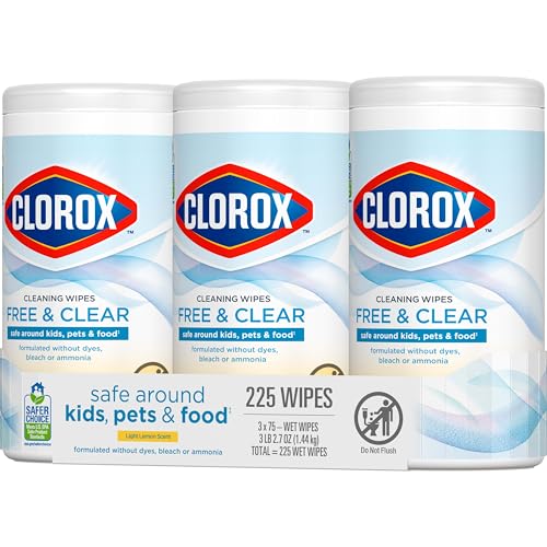 Clorox Free & Clear Cleaning Wipes, Light Lemon Scent, 75 Count, 3 Pack - image 9