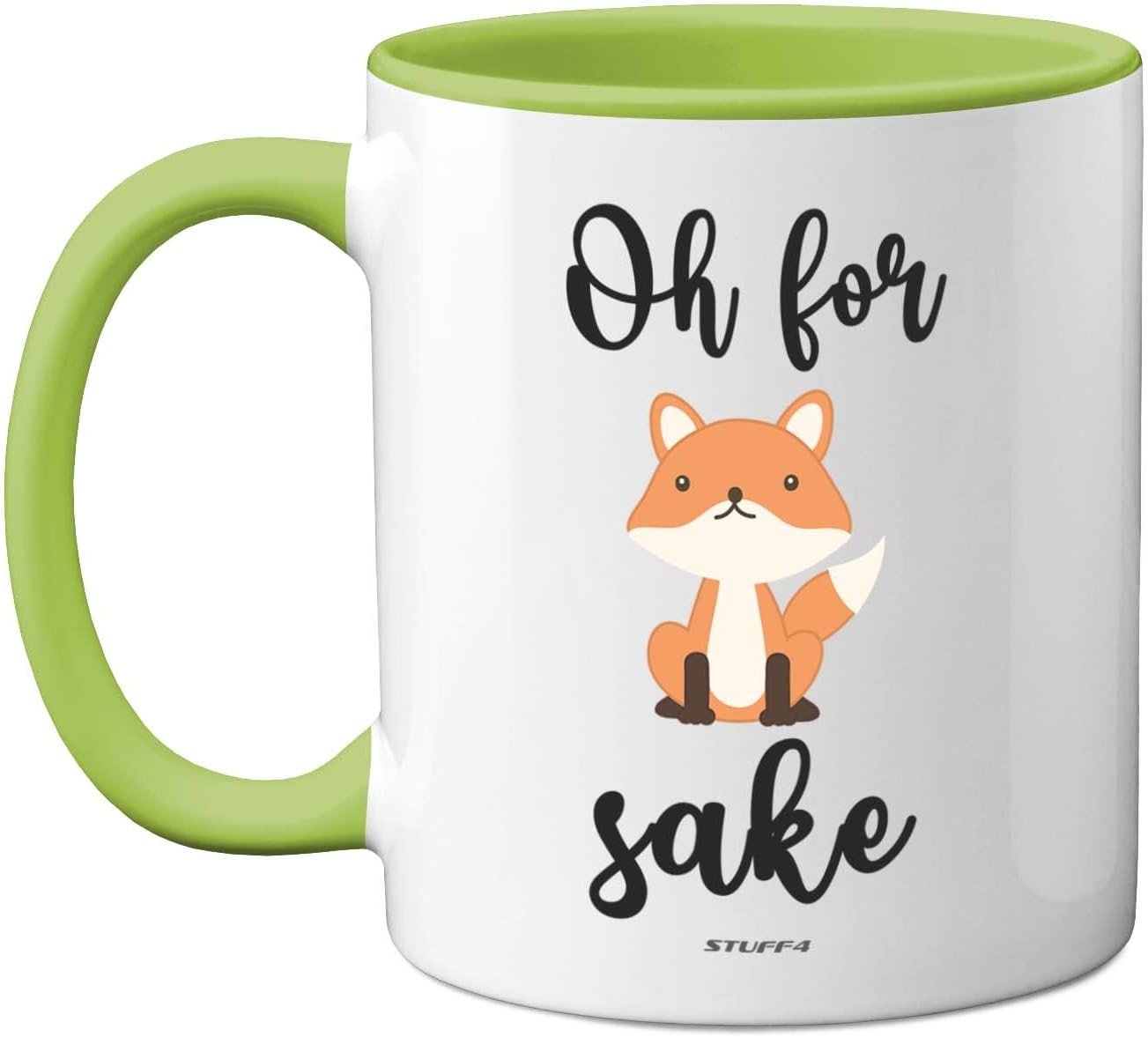 Stuff4 Oh for Fox Sake Mug 11oz Ceramic Dishwasher Safe Premium Green Handle Mugs Fox Gifts