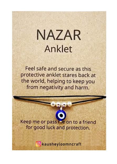 Kaushey loom & craft Evil Eye Adjustable Anklet Bracelet Black Braided Foot Chain for Women and Girls, Free size black thread anklet(Pack of 1) (B0BW4NHD8P) Amazon Price History, Amazon Price Tracker