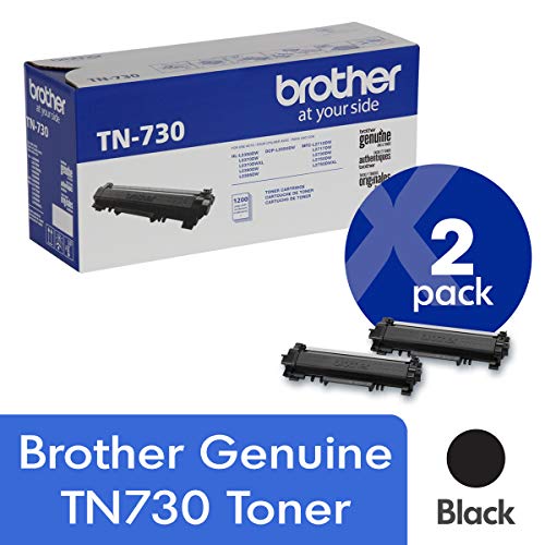 Brother Genuine TN730 2-Pack Standard Yield Black Toner Cartridge with Approximately 1, 200