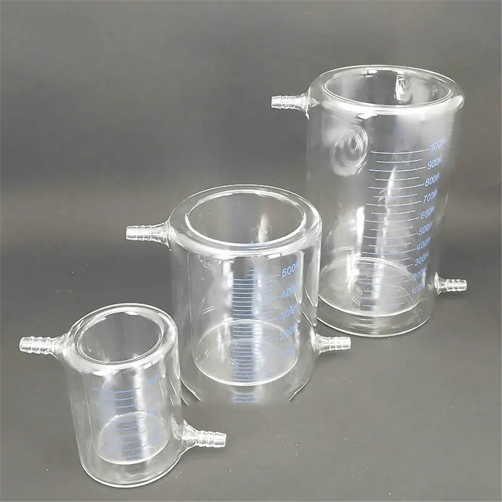 Szklany kubek borokrzemianowy Laboratoryjna zlewka ze szkła borokrzemianowego z płaszczem, dwuwarstwowa, z podziałką, 50-1000 ml(300ml)