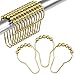 Amazer Shower Curtain Hooks Rings, Stainless Steel Shower Curtain Rings and Hooks for Bathroom Shower Rods Curtains-Set of 12, Polished Golden