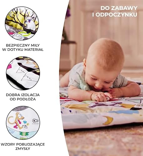 kk Kinderkraft Mata Edukacyjna SMARTPLAY, Interaktywna, Kontrastowe kolory, Funkcja suchego basenu, Regulowany pałąk z 7 zabawkami, 20 piłek, Poduszka, Wielokolorowy