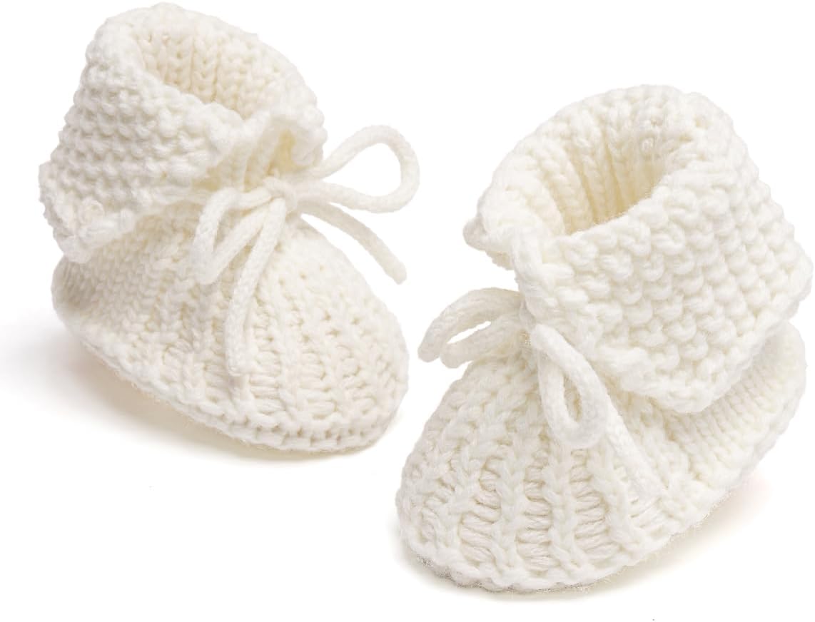 Meckior Baby Booties Newborn First Walkers Cozy Shoes Warm Hand Crochet Knit Soft Socks for Infant Boy Girl