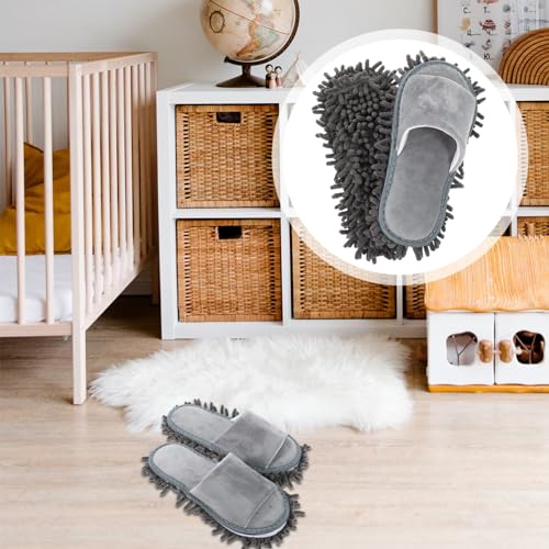 1pair Chenille Mop Slippers for Floor Cleaning Comfortable Shoes Open Toe Design Reusable Washable Microfiber Slippers Suitable for Indoor Use4