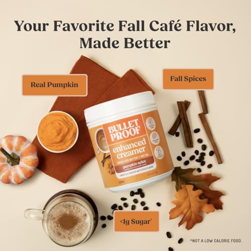 Image of Bulletproof Pumpkin Spice Creamer, 14.8 Ounces, Keto Coffee Powder Creamer with MCT Oil and Grass-Fed Butter