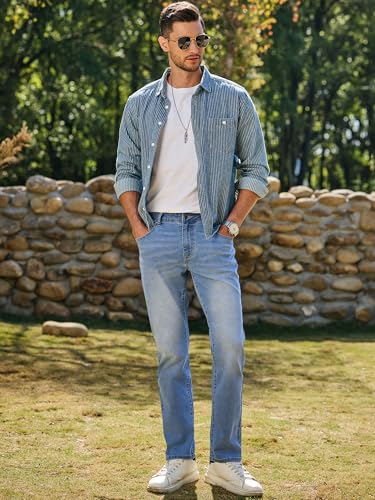 Image of JMIERR Men's Stretch Jeans Regular Fit Straight Leg Casual Denim Pants