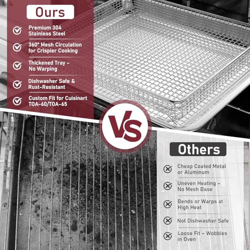 Image of Air Fryer Tray Replacement for Cuisinart TOA-60 /TOA-65 /TOA-70 Oven, Stainless Steel Air Fryer Basket and Tray for Ninja Combi Cooker SFP701 Air Fryer Basket for Oven Air Fryer Pan Accessories for Oven