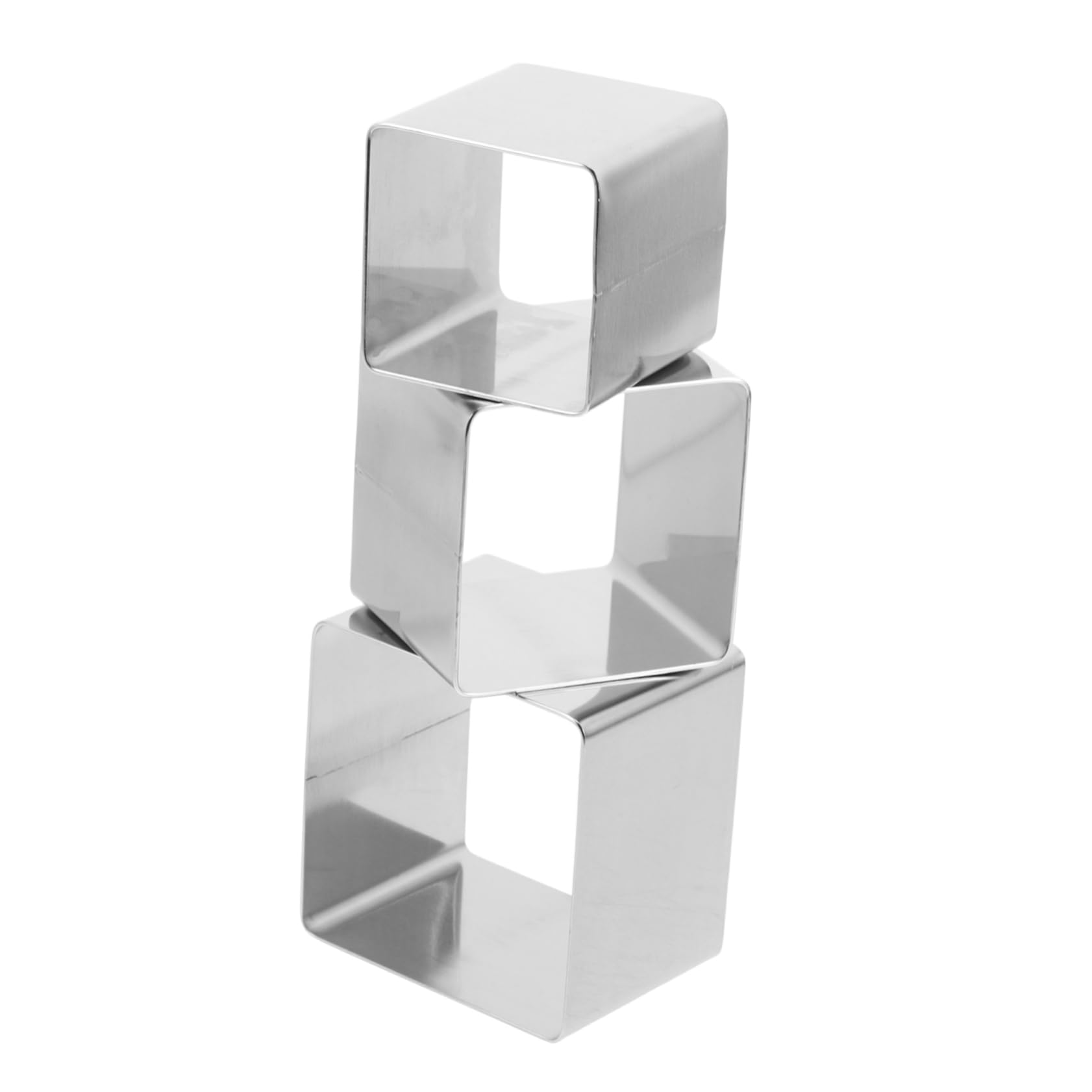 PRETYZOOM 3pcs Square Stainless Steel Baking Molds Versatile Pastry Rings for Mousse Cakes Cookies and Fondant Decorations for Home Bakers and Professional Chefs