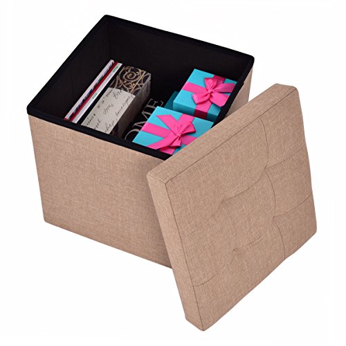 Giantex Folding Storage Cube Ottoman Seat Box Footrest Furniture Decor (Beige) #TOP2