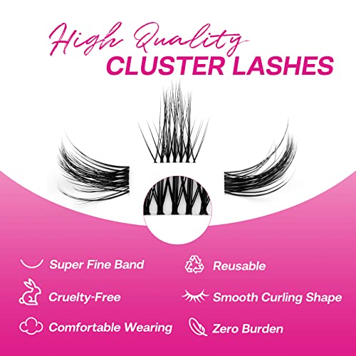 Image of CALAILIS Individual Lashes, DIY Eyelash Extensions, Super Thin Glue-based Band, Natural Look Reusable, Individual DIY Eyelashes(05MIX-C)