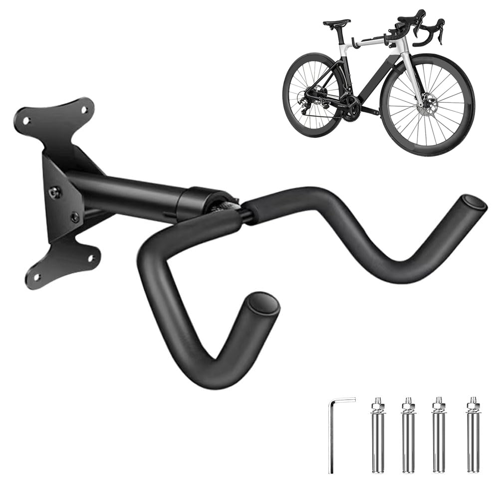 Bike Hanger Wall Mount, 30kgs Load Capacity Heavy Duty Steel Extendable Bike Rack Garage Space-Saving Horizontal Storage Ideal for Garage Home Use