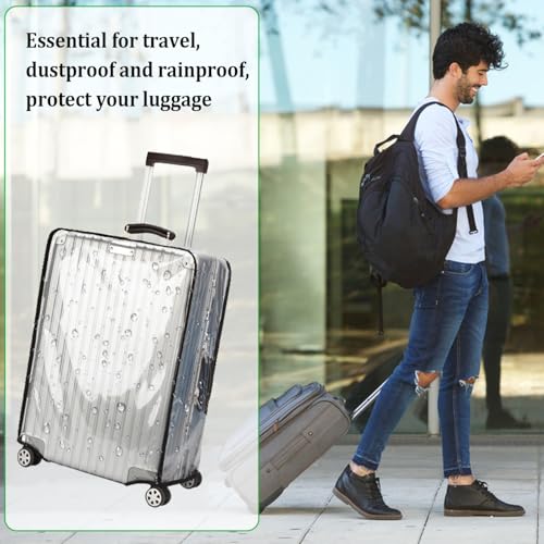 Clear PVC Suitcase Cover Protectors, 24/28 Inch Suitcase Covers For Luggage, Waterproof Dustproof Transparent Luggage Protector, Travel Suitcase Covers for Wheeled Suitcases (28inch)4