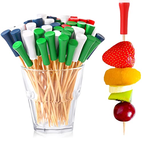 500 Pcs 4.7 Inch Golf Tee Picks For Appetizers Golf Toothpicks Decorative Golf End Sports Bamboo Fruit Sandwich Cocktail Picks For Golf Party Decoration Supplies Catered Events (Multicolor)