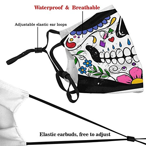 Sugar Skull 1 Face Mask Reusable Washable Dustproof Breathable Windproof Scarf Balaclava For Men Women And Adults #TOP3
