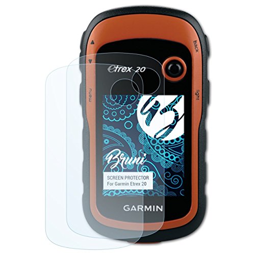 Bruni Película Protectora para Garmin Etrex 20 Protector Película, Claro Lámina Protectora (2X)