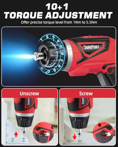 DuroFort 8V Cordless Electric Screwdriver Set, 10+1 Torque Power Screwdriver Set with Rechargeable Battery & Pivoting Handle with Carrying Case/LED Front Light with 30pcs Bits, Battery Indicator 3 DuroFort 8V Cordless Electric Screwdriver Set, 10+1 Torque Power Screwdriver Set with Rechargeable Battery & Pivoting Handle with Carrying Case/LED Front Light with 30pcs Bits, Battery Indicator - Image 3